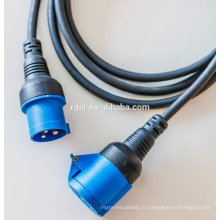 Schuko European Rubber cable rallonge rallonge de cordon avec ressorts